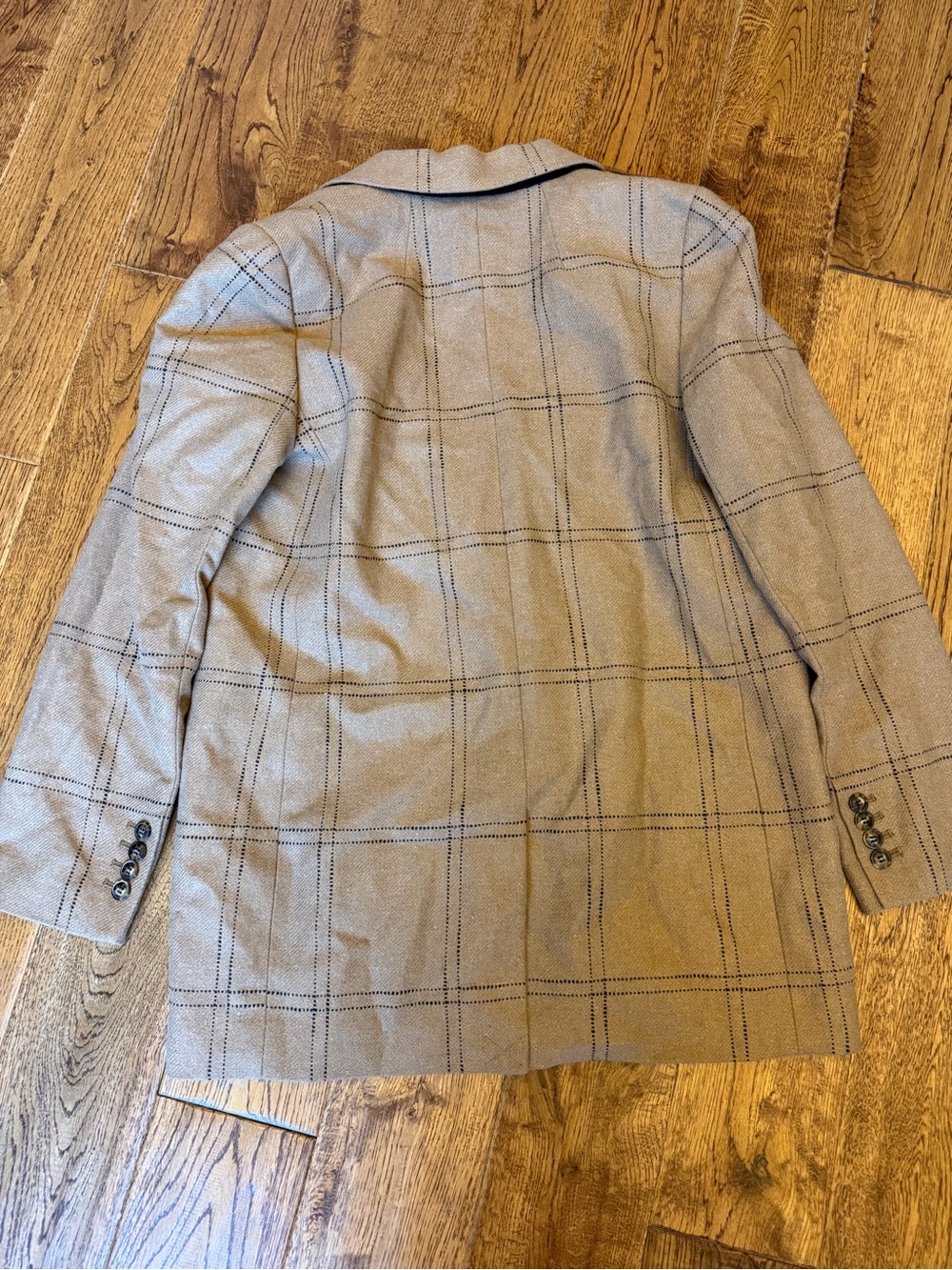 New with tags Madewell Larsen Windowpane Check Recycled Wool Blend Blazer Tan M - Picture 7 of 11